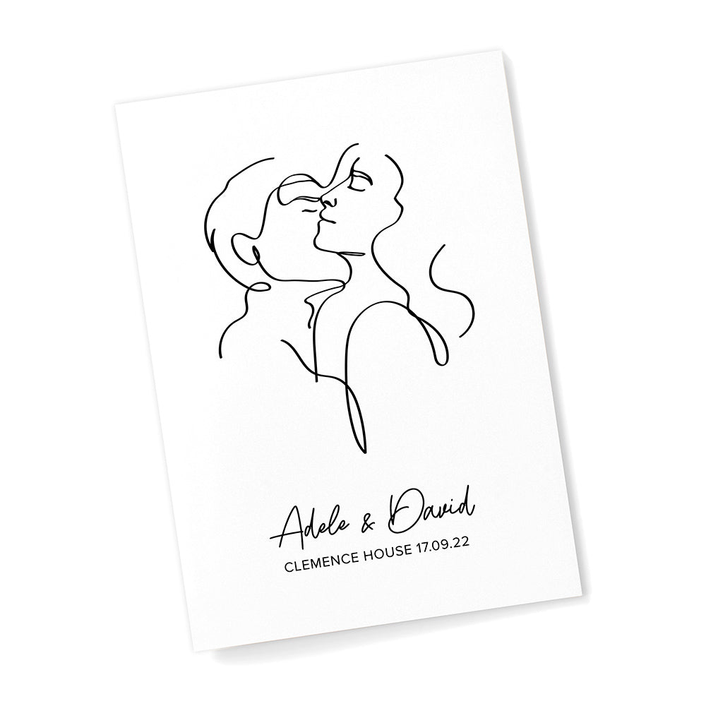 Personalised Romantic Line Art Embracing Couple Print
