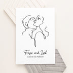 Personalised Romantic Line Art Embracing Couple Print