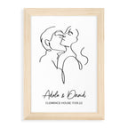 Personalised Romantic Line Art Embracing Couple Print