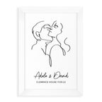 Personalised Romantic Line Art Embracing Couple Print