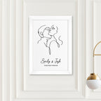 Personalised Romantic Line Art Embracing Couple Print