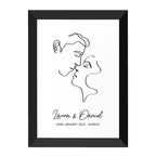 Personalised Romantic Line Art Kissing Couple Print