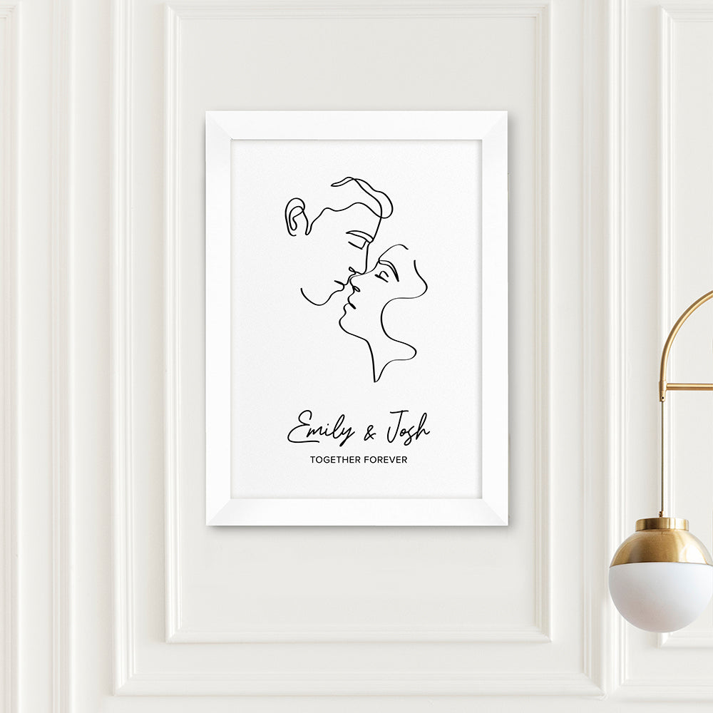 Personalised Romantic Line Art Kissing Couple Print