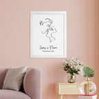 Personalised Romantic Line Art Kissing Couple Print