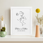 Personalised Romantic Line Art Kissing Couple Print