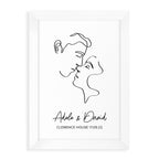 Personalised Romantic Line Art Kissing Couple Print