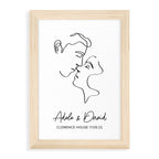 Personalised Romantic Line Art Kissing Couple Print