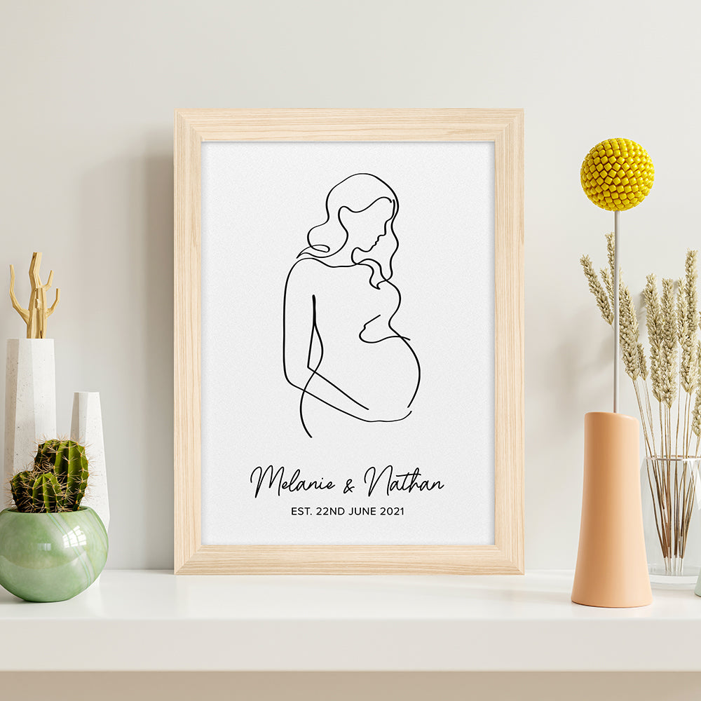 Personalised Line Art Mum to Be Print