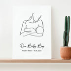 Personalised Line Art New Mum and Baby Feeding Print