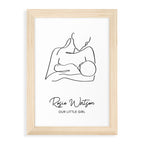 Personalised Line Art New Mum and Baby Feeding Print