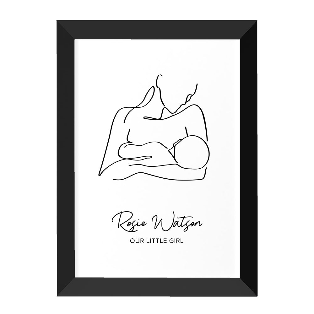 Personalised Line Art New Mum and Baby Feeding Print