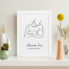 Personalised Line Art New Mum and Baby Feeding Print