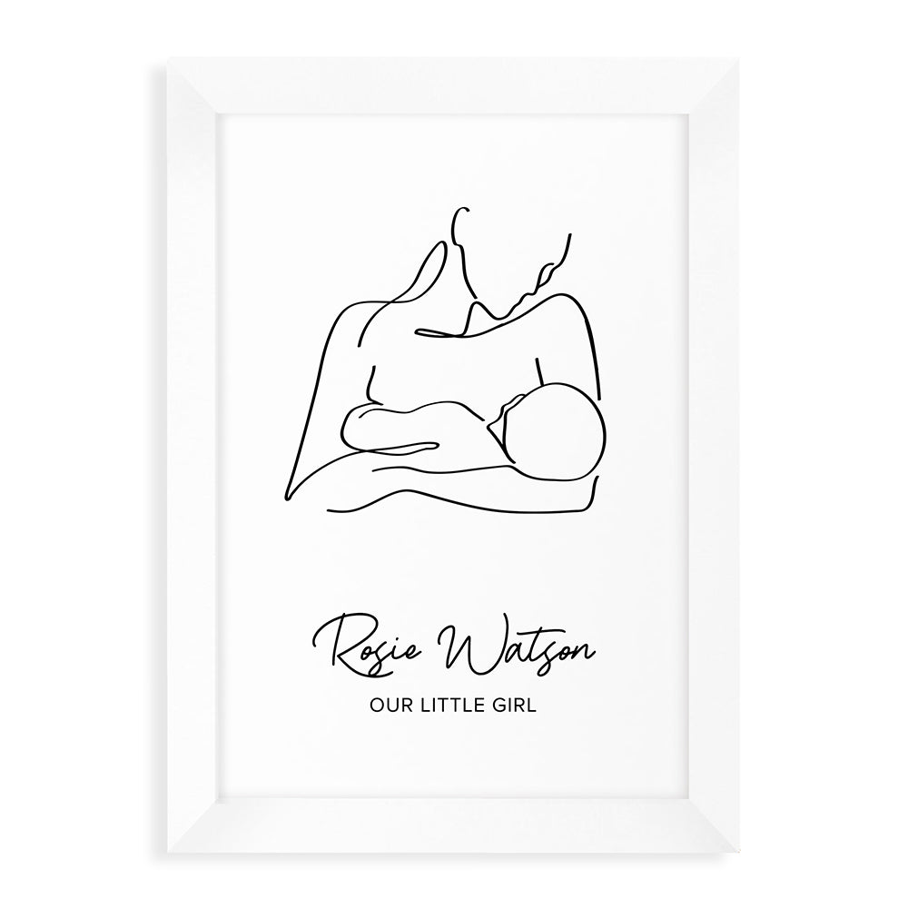 Personalised Line Art New Mum and Baby Feeding Print