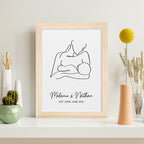 Personalised Line Art New Mum and Baby Feeding Print