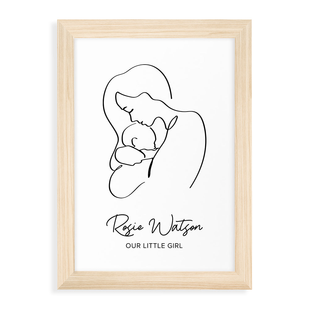 Personalised Line Art New Mum and Babys Love Print