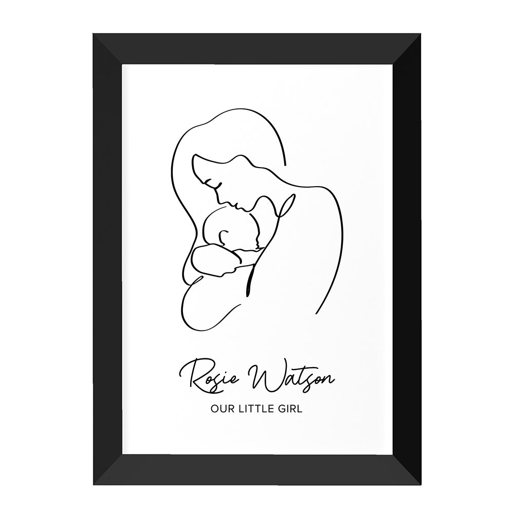 Personalised Line Art New Mum and Babys Love Print