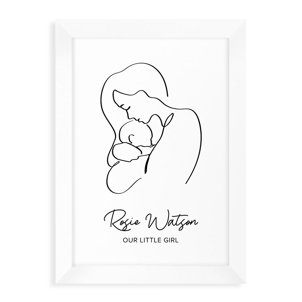 Personalised Line Art New Mum and Babys Love Print