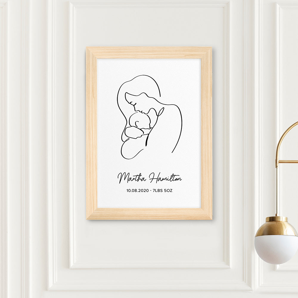 Personalised Line Art New Mum and Babys Love Print