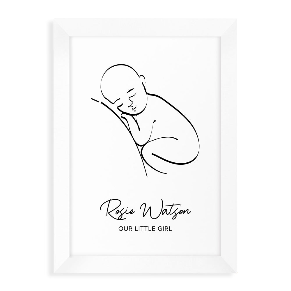Personalised Line Art Resting Baby Print