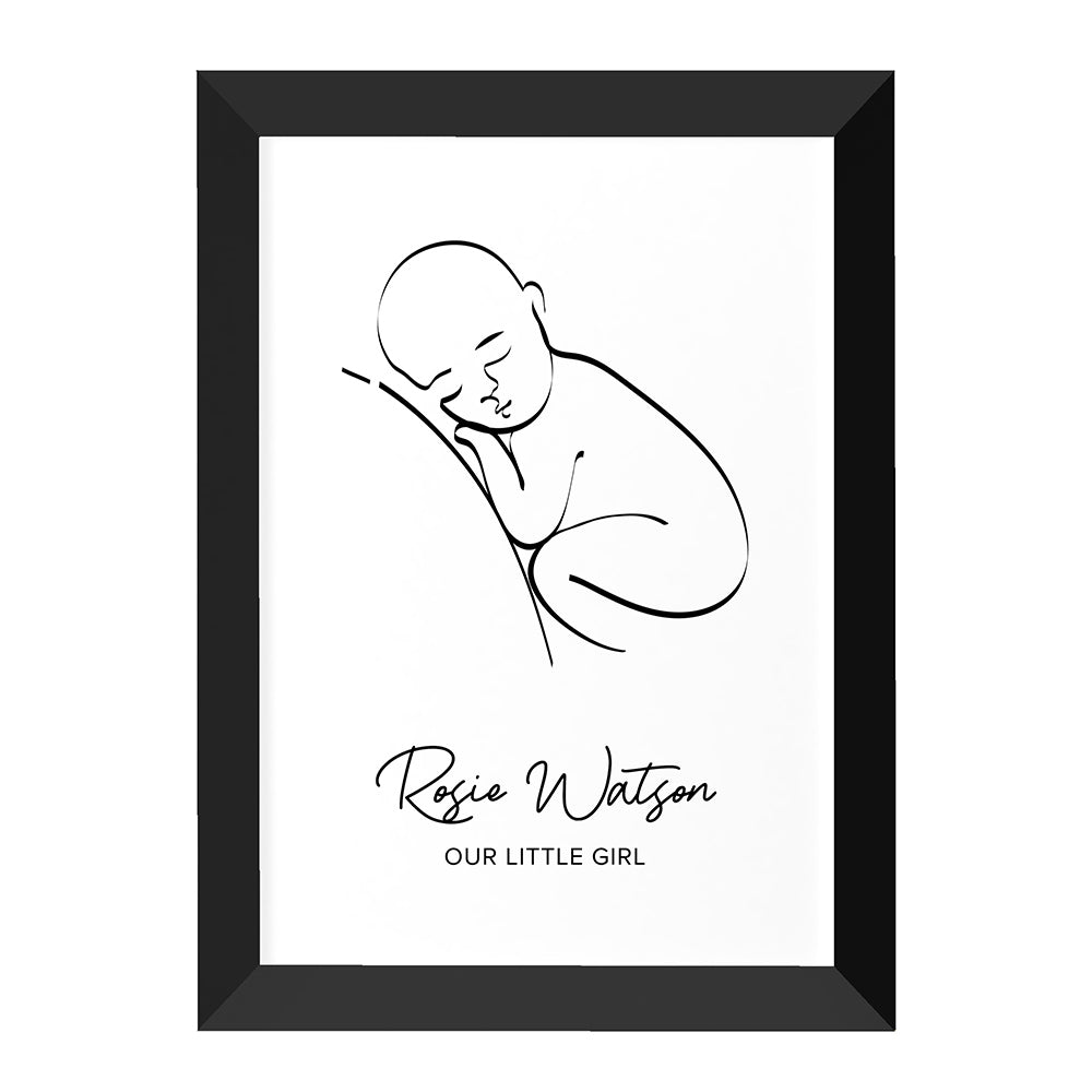 Personalised Line Art Resting Baby Print