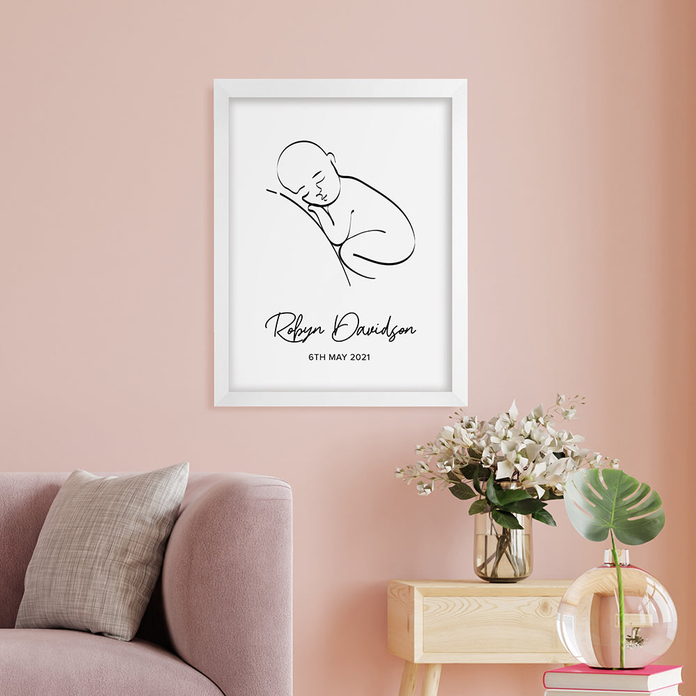 Personalised Line Art Resting Baby Print