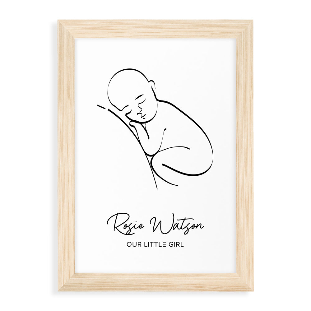 Personalised Line Art Resting Baby Print