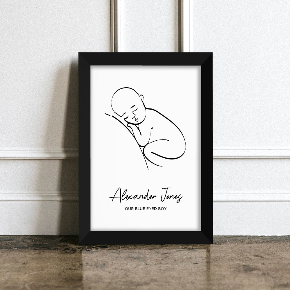 Personalised Line Art Resting Baby Print