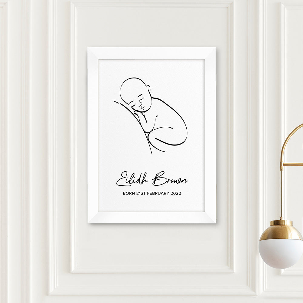 Personalised Line Art Resting Baby Print