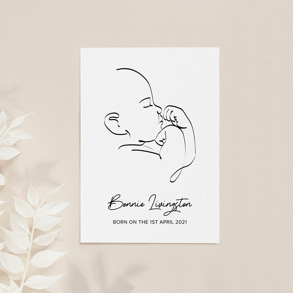 Personalised Line Art Relaxed Baby Print