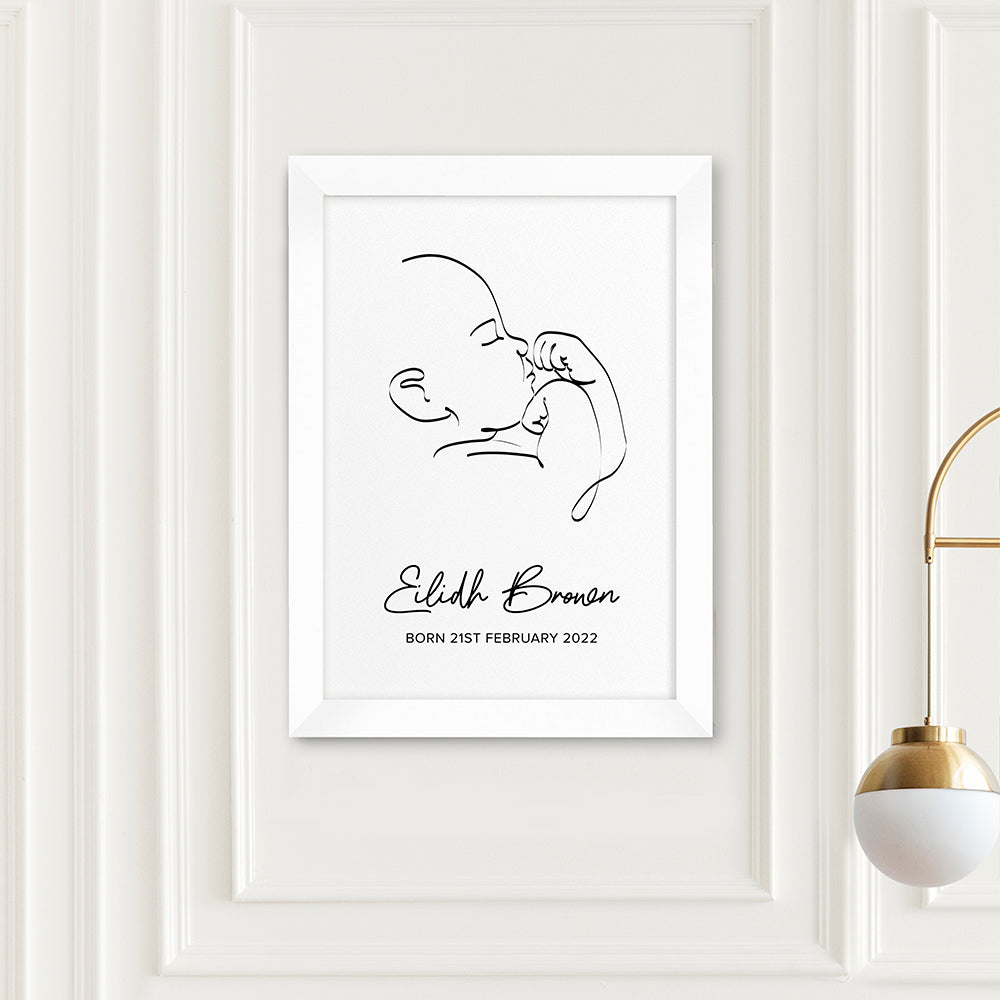 Personalised Line Art Relaxed Baby Print