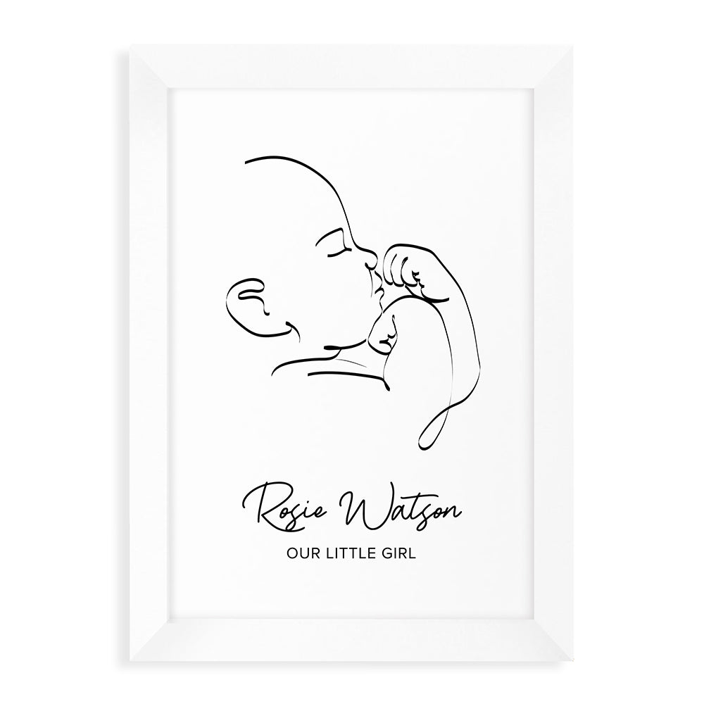 Personalised Line Art Relaxed Baby Print