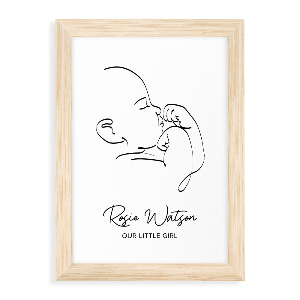 Personalised Line Art Relaxed Baby Print