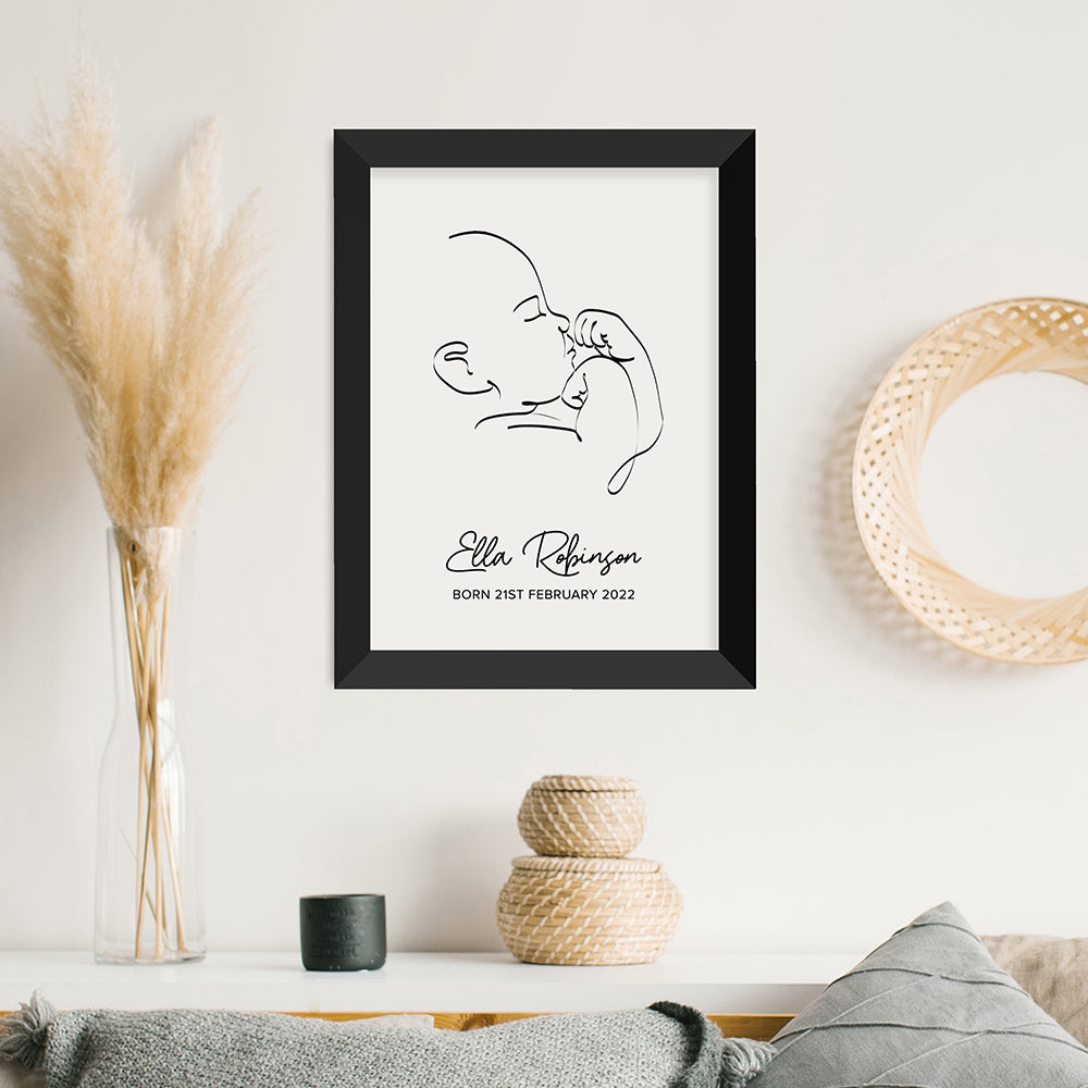 Personalised Line Art Relaxed Baby Print