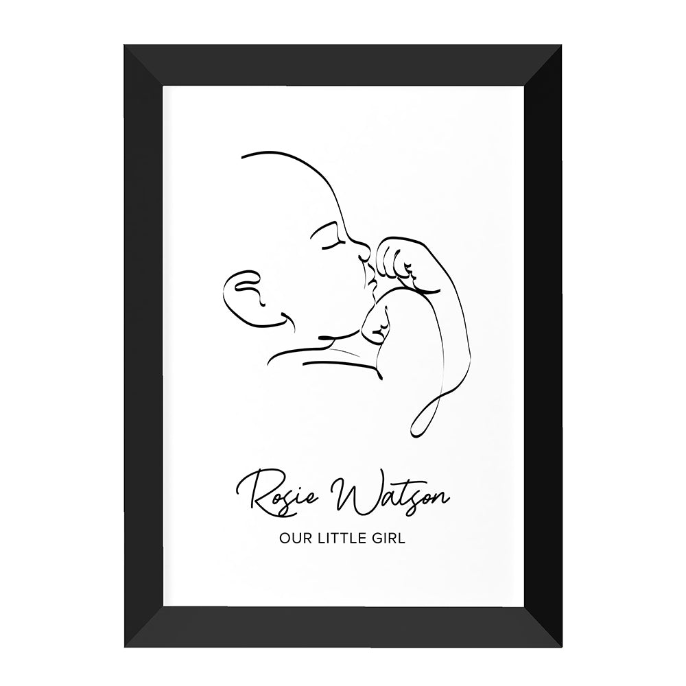 Personalised Line Art Relaxed Baby Print
