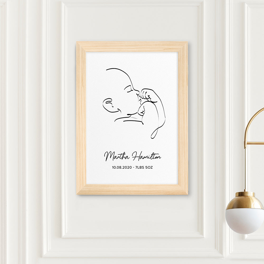 Personalised Line Art Relaxed Baby Print