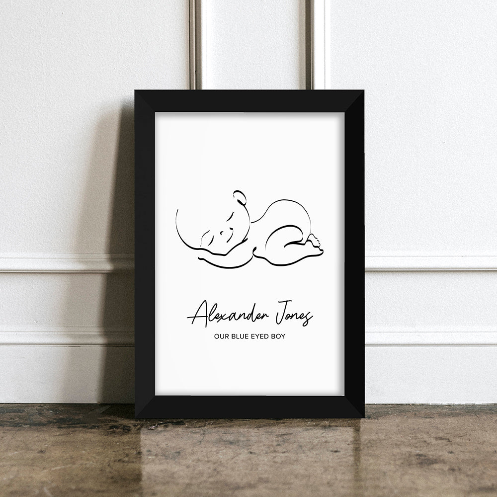 Personalised Line Art Sleeping Baby Print