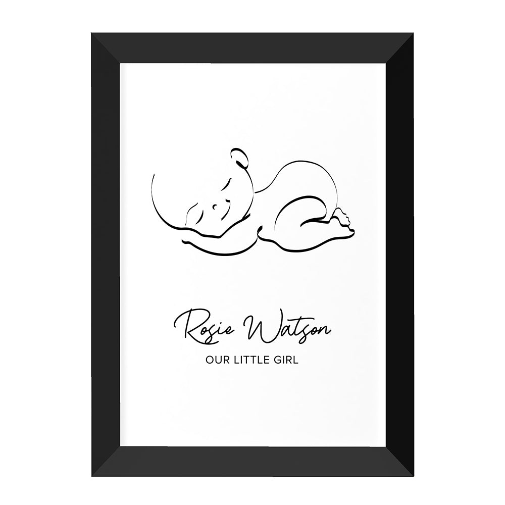 Personalised Line Art Sleeping Baby Print