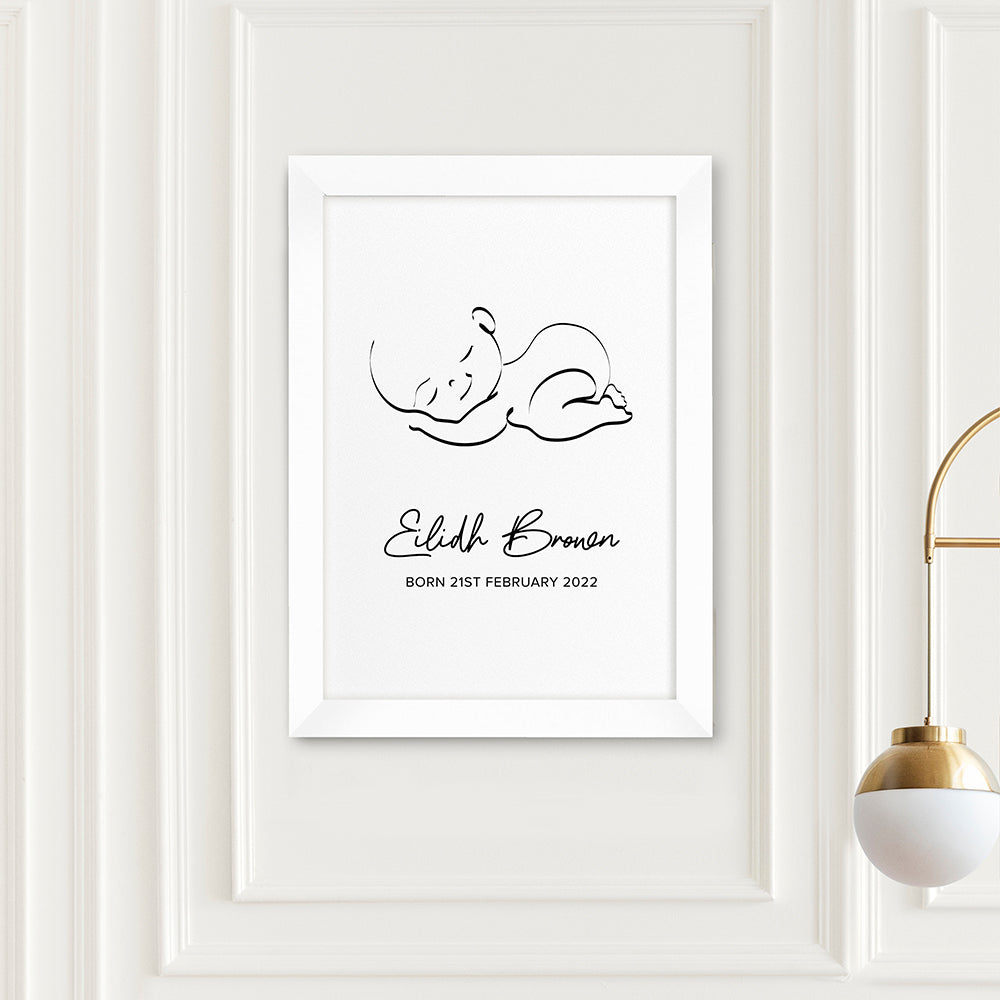 Personalised Line Art Sleeping Baby Print