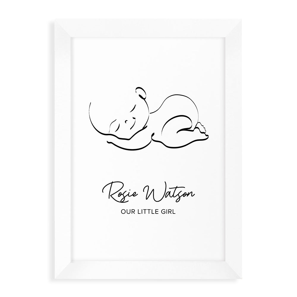 Personalised Line Art Sleeping Baby Print