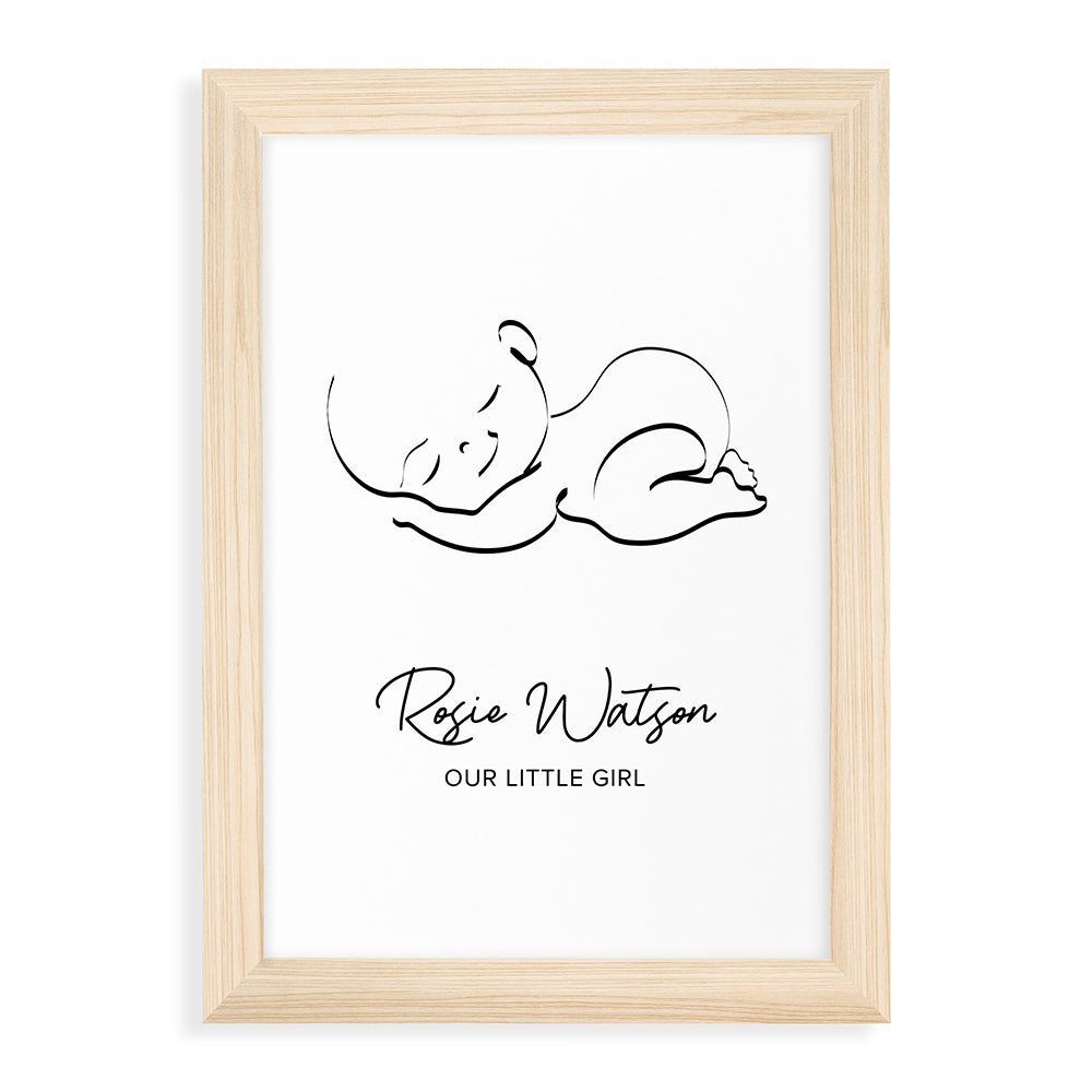 Personalised Line Art Sleeping Baby Print