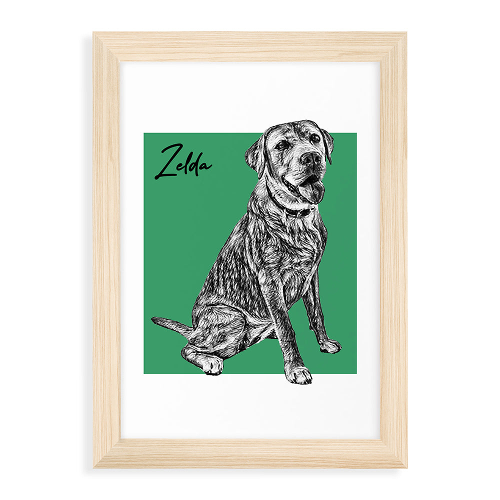 Personalised Pet Portrait Sketch Print