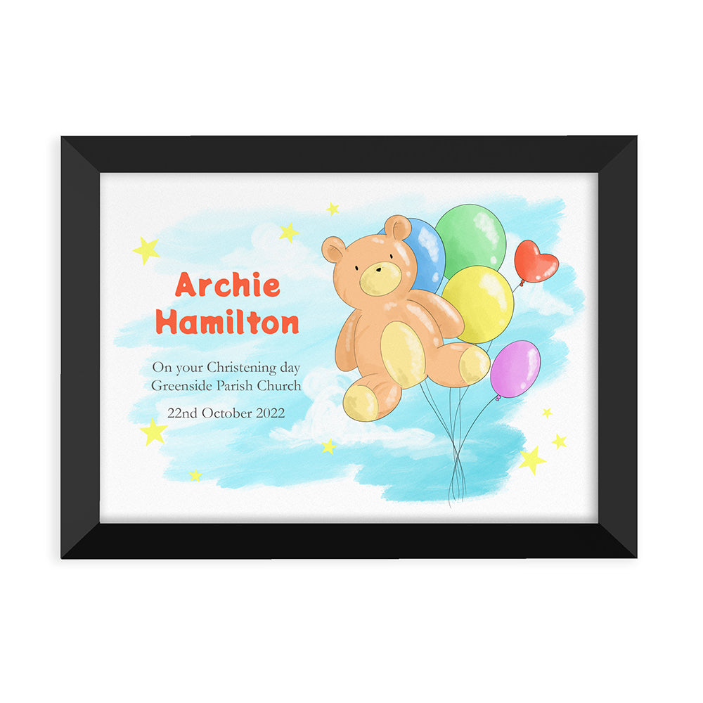 Personalised Teddy Bear Balloon Framed Print