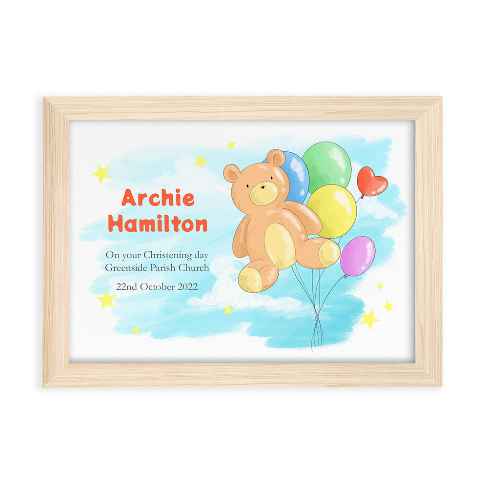 Personalised Teddy Bear Balloon Framed Print