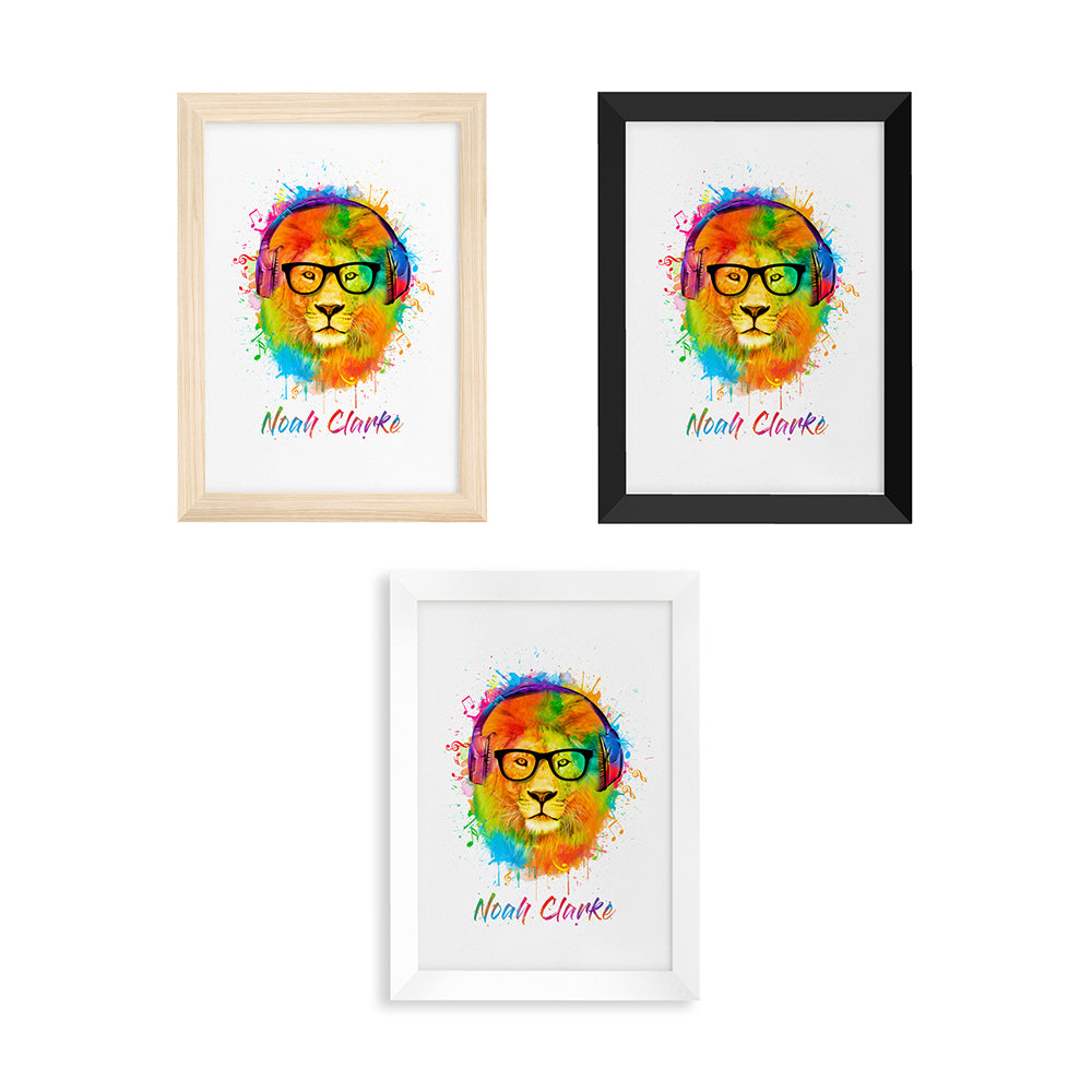 Personalised Watercolour Lion Wild Side Musical Print