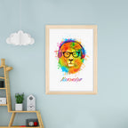 Personalised Watercolour Lion Wild Side Musical Print